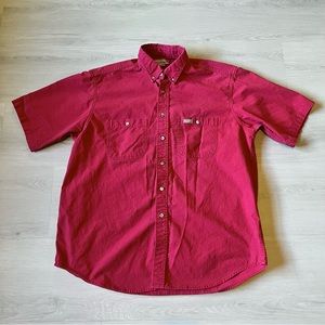 Carhartt Vintage Men's Short Sleeve Collared Button Down Red Shirt Size L